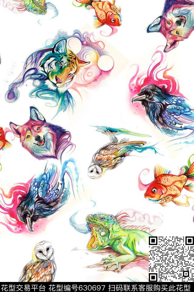 水彩手绘小鸟数码印花华亿平台下载（图片编号: 630697） - 瓦栏（Walan）