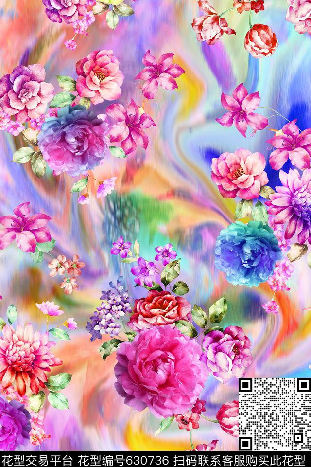 满版女装炫彩中老年数码印花华亿平台下载（图片编号: 630736） - 瓦栏（Walan）