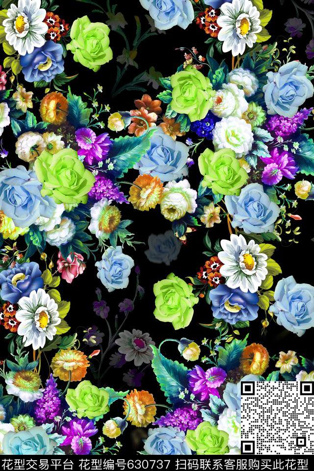 满版中老年花卉数码印花华亿平台下载（图片编号: 630737） - 瓦栏（Walan）