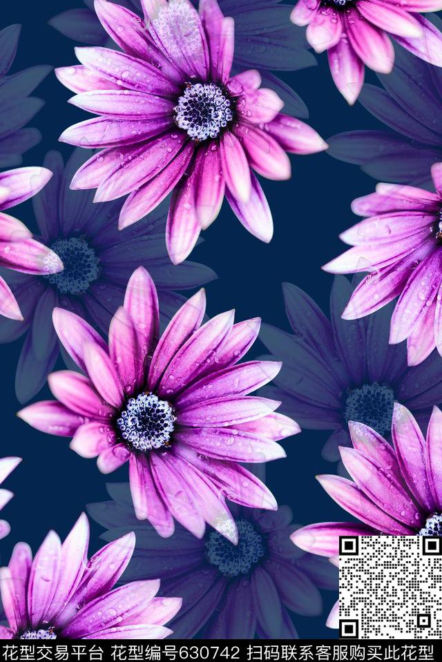 时尚潮流女装裙子服装花卉数码印花时尚流行设计抽象渐变花朵印花清爽柔和大牌高档印花数码印花华亿平台下载（图片编号: 630742） - 瓦栏（Walan）