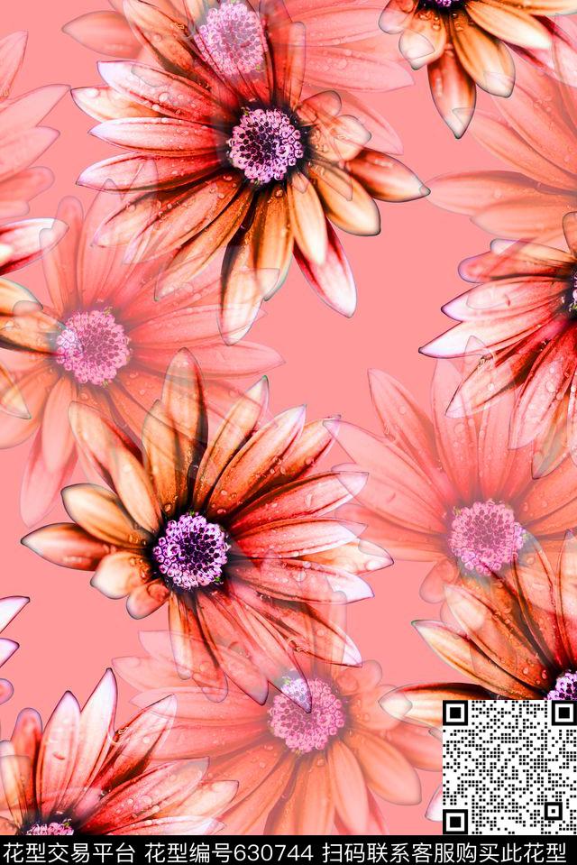 时尚潮流女装裙子服装花卉数码印花时尚流行设计抽象渐变花朵印花清爽柔和大牌高档印花数码印花华亿平台下载（图片编号: 630744） - 瓦栏（Walan）