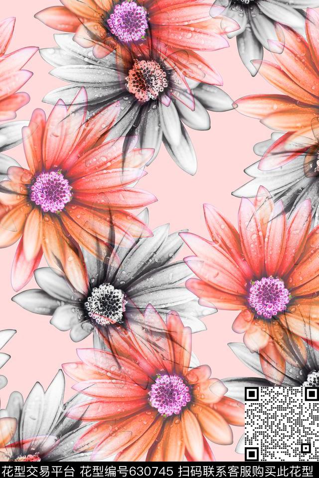 时尚潮流女装裙子服装花卉数码印花时尚流行设计抽象渐变花朵印花清爽柔和大牌高档印花数码印花华亿平台下载（图片编号: 630745） - 瓦栏（Walan）