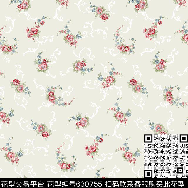 玫瑰小碎花花朵传统印花华亿平台下载（图片编号: 630755） - 瓦栏（Walan）