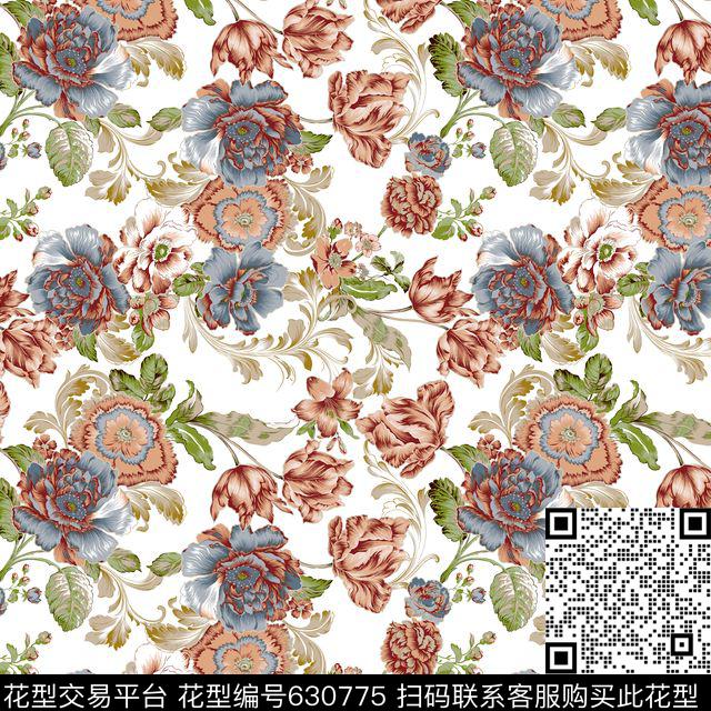 窗帘雏菊花朵传统印花华亿平台下载（图片编号: 630775） - 瓦栏（Walan）