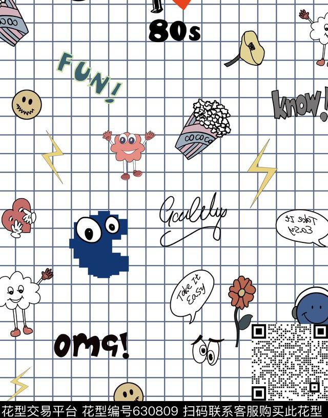 卡通趣味格子传统印花华亿平台下载（图片编号: 630809） - 瓦栏（Walan）