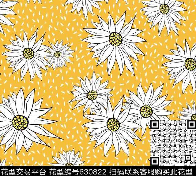 雏菊花卉传统印花华亿平台下载（图片编号: 630822） - 瓦栏（Walan）