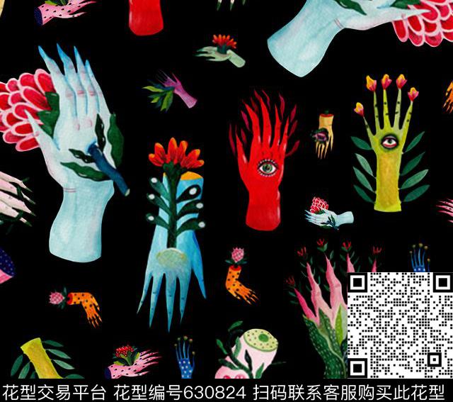 趣味手卡通数码印花华亿平台下载（图片编号: 630824） - 瓦栏（Walan）