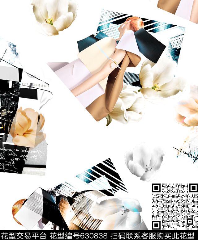 人物抽象几何数码印花华亿平台下载（图片编号: 630838） - 瓦栏（Walan）