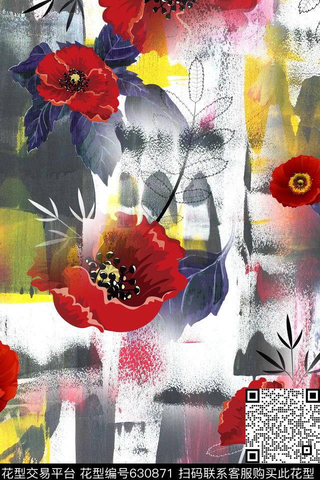 花卉罂粟花肌理数码印花华亿平台下载（图片编号: 630871） - 瓦栏（Walan）