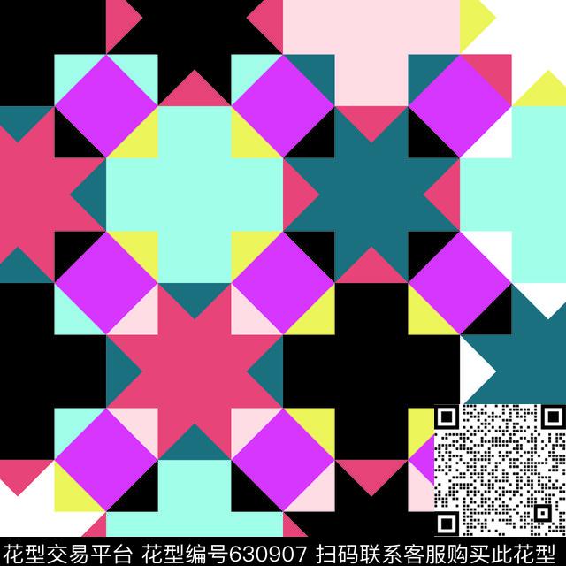 几何色块传统印花华亿平台下载（图片编号: 630907） - 瓦栏（Walan）