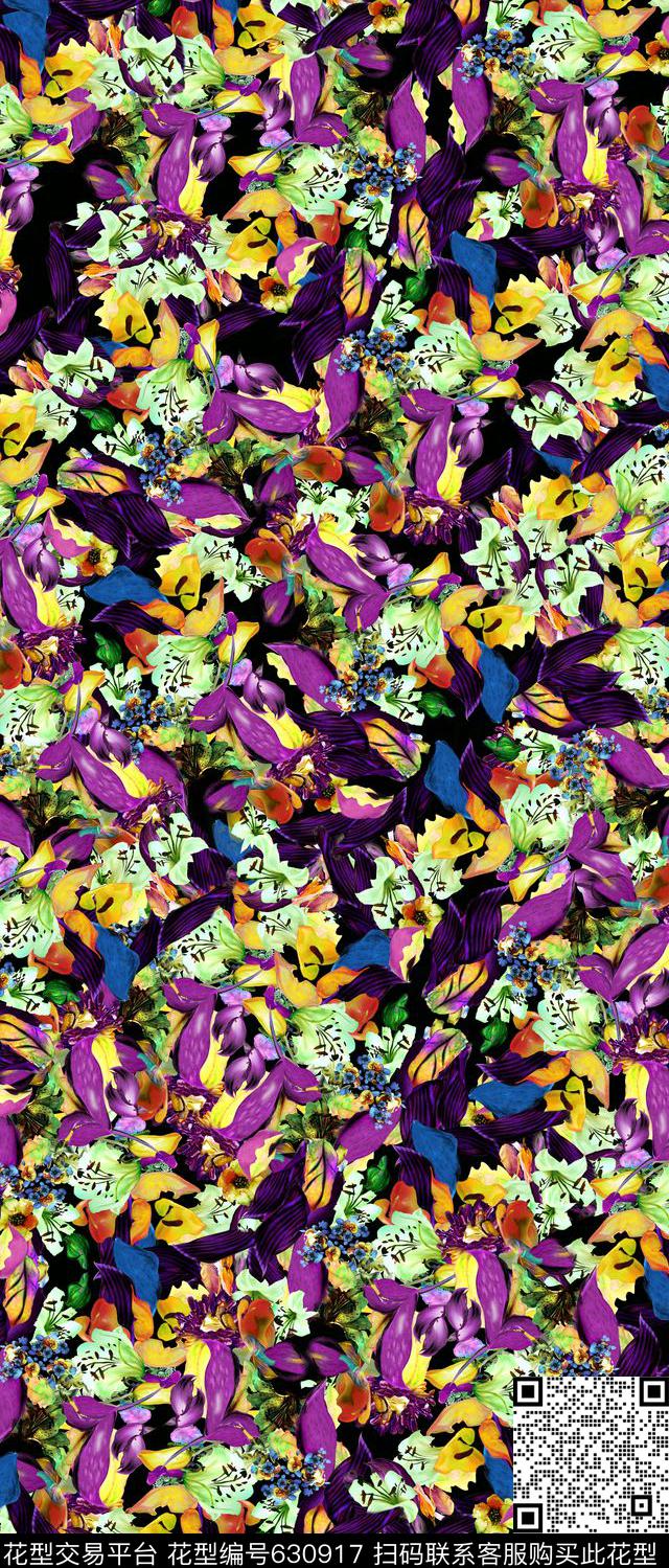 流行时尚数码花卉数码印花华亿平台下载（图片编号: 630917） - 瓦栏（Walan）