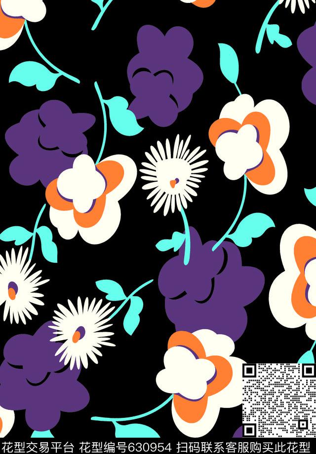 蒲公英花朵花卉传统印花华亿平台下载（图片编号: 630954） - 瓦栏（Walan）