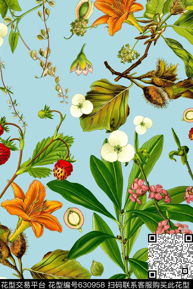 手绘彩铅丛林数码印花华亿平台下载（图片编号: 630958） - 瓦栏（Walan）