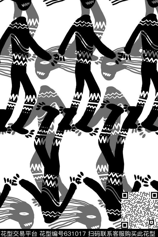 时尚潮流抽象创意人物传统印花华亿平台下载（图片编号: 631017） - 瓦栏（Walan）