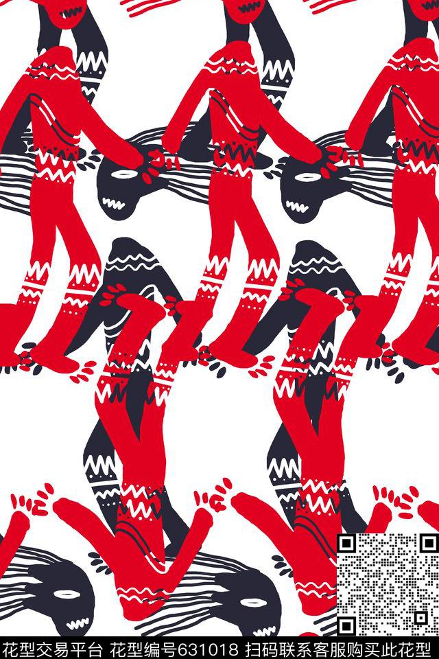 时尚潮流抽象创意人物传统印花华亿平台下载（图片编号: 631018） - 瓦栏（Walan）