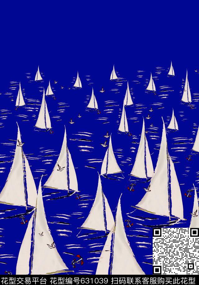 帆船海鸥船传统印花华亿平台下载（图片编号: 631039） - 瓦栏（Walan）