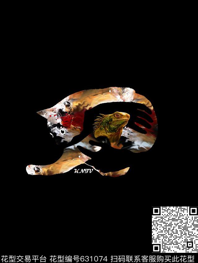 猫变色龙男装恤数码印花华亿平台下载（图片编号: 631074） - 瓦栏（Walan）