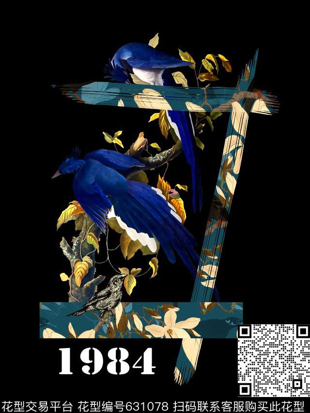 鸟树枝男装T恤数码印花华亿平台下载（图片编号: 631078） - 瓦栏（Walan）