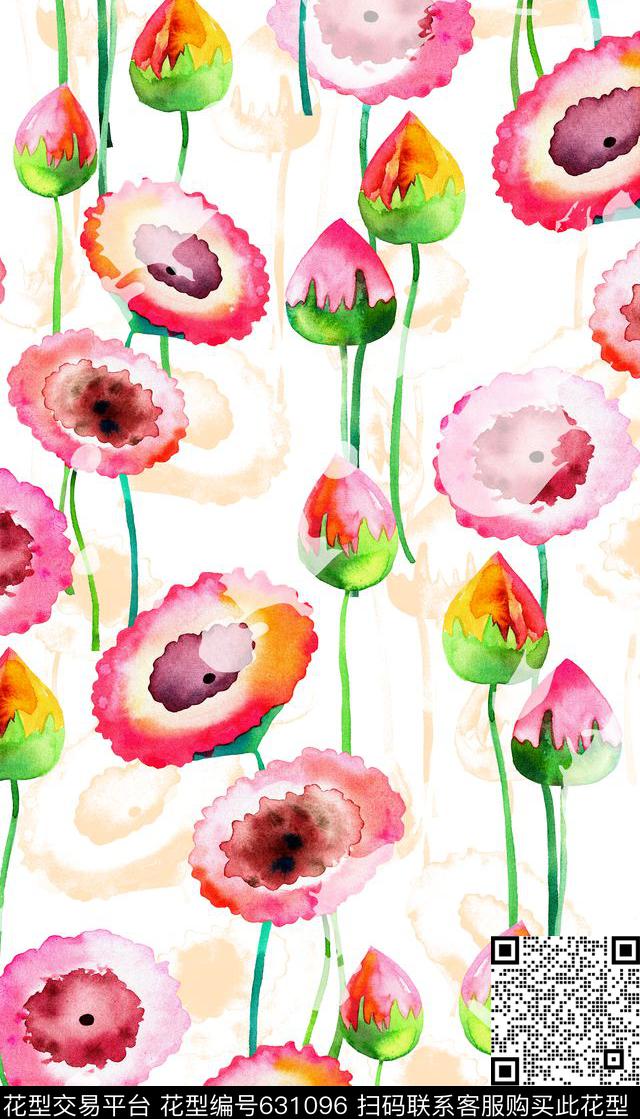 小清新水彩花卉泳装数码印花华亿平台下载（图片编号: 631096） - 瓦栏（Walan）