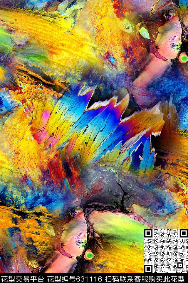 抽象几何炫彩数码印花华亿平台下载（图片编号: 631116） - 瓦栏（Walan）