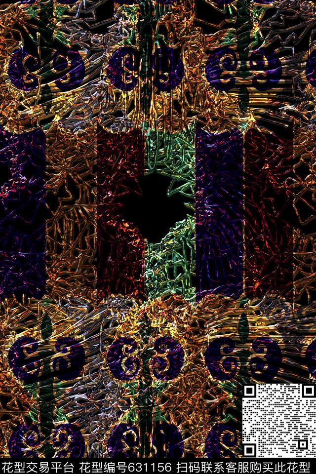 不规则几何原创时尚数码印花华亿平台下载（图片编号: 631156） - 瓦栏（Walan）