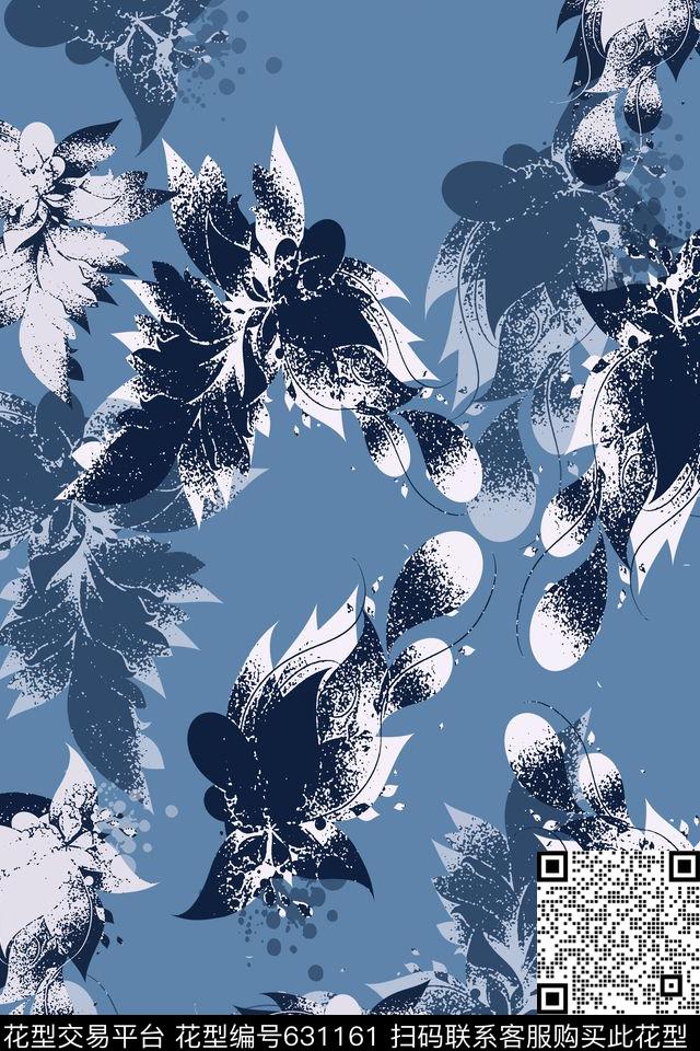 时尚男士复古时尚抽象花卉数码印花华亿平台下载（图片编号: 631161） - 瓦栏（Walan）