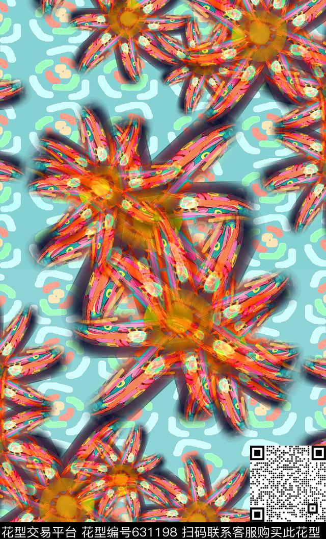 时尚男士花卉组合抽象花灰数码印花华亿平台下载（图片编号: 631198） - 瓦栏（Walan）