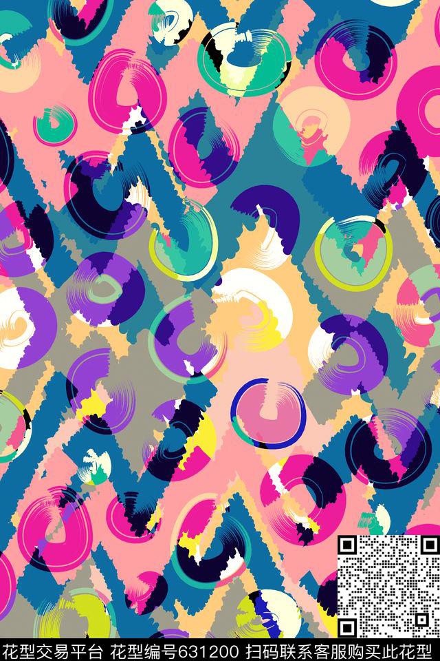 原创不规则几何时尚传统印花华亿平台下载（图片编号: 631200） - 瓦栏（Walan）