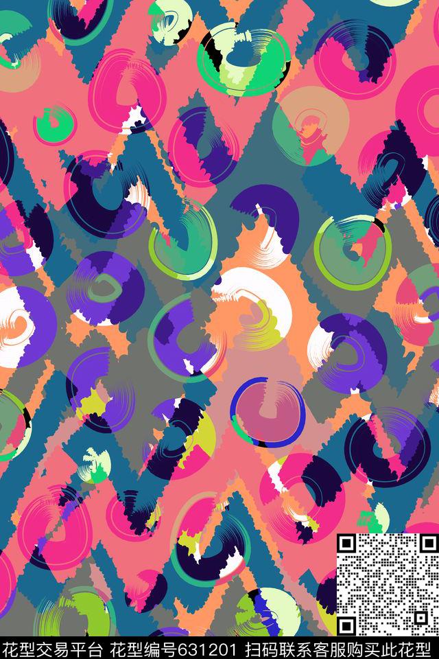 原创不规则几何时尚传统印花华亿平台下载（图片编号: 631201） - 瓦栏（Walan）