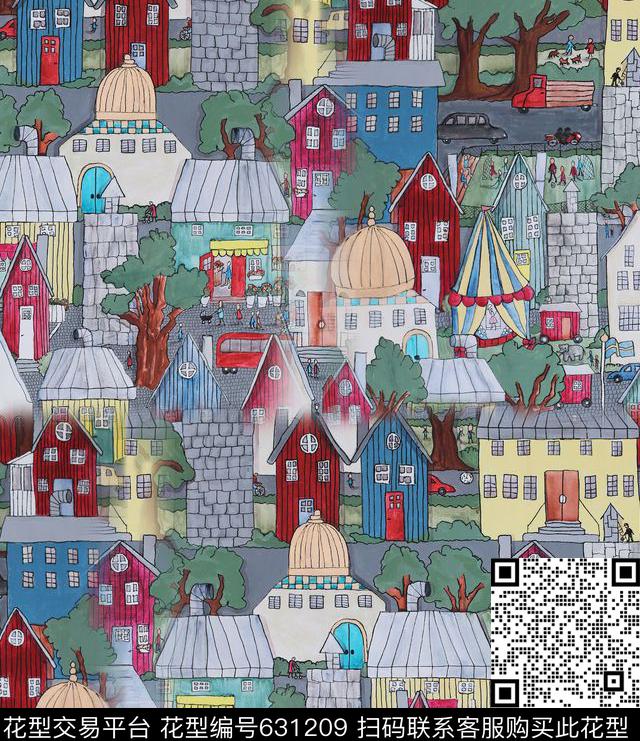 树房子数码印花华亿平台下载（图片编号: 631209） - 瓦栏（Walan）