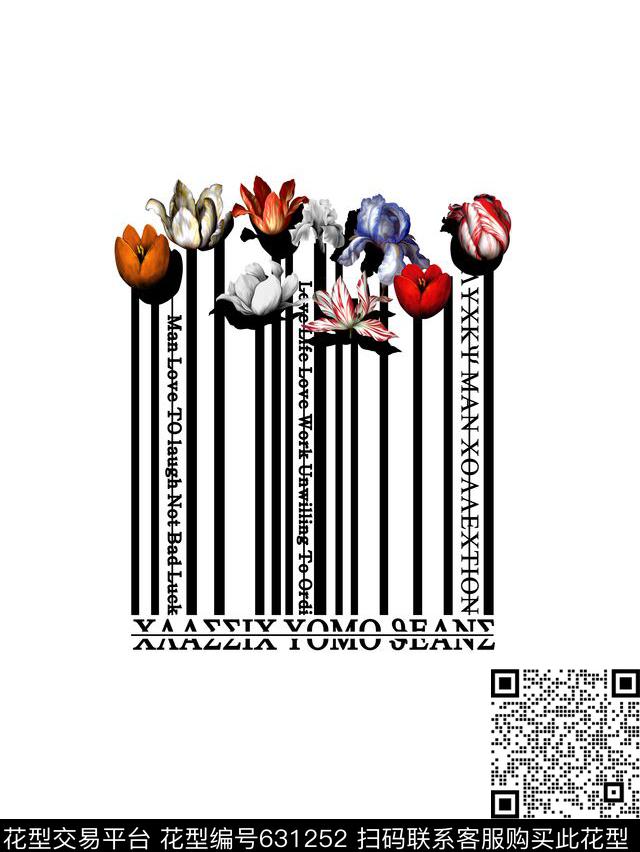 油画花卉创意线条花朵卫衣T恤衬衫夹克华亿平台数码印花华亿平台下载（图片编号: 631252） - 瓦栏（Walan）