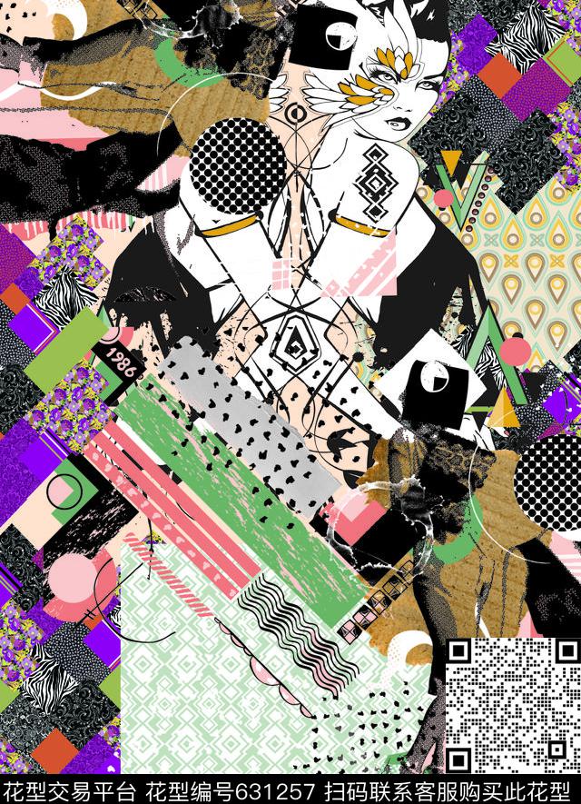 定位抽象插画数码印花华亿平台下载（图片编号: 631257） - 瓦栏（Walan）