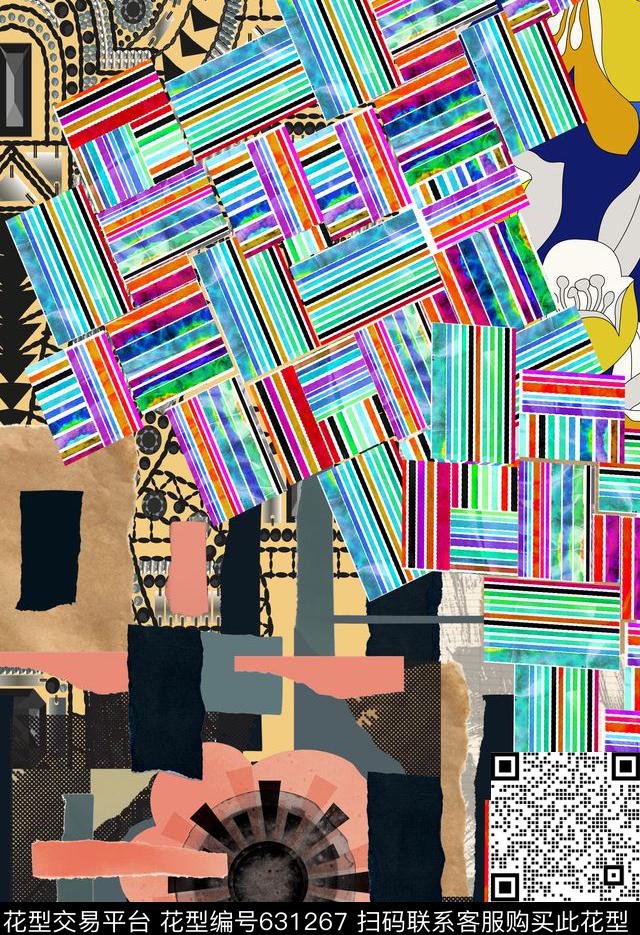 定位线条几何数码印花华亿平台下载（图片编号: 631267） - 瓦栏（Walan）