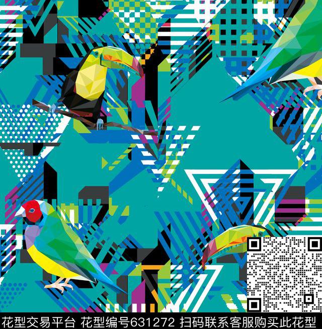 不规则几何圆点三角形数码印花华亿平台下载（图片编号: 631272） - 瓦栏（Walan）