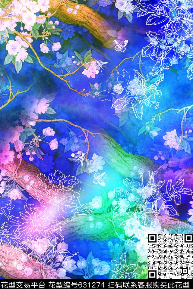 花卉数码华亿平台时尚潮流数码印花华亿平台下载（图片编号: 631274） - 瓦栏（Walan）