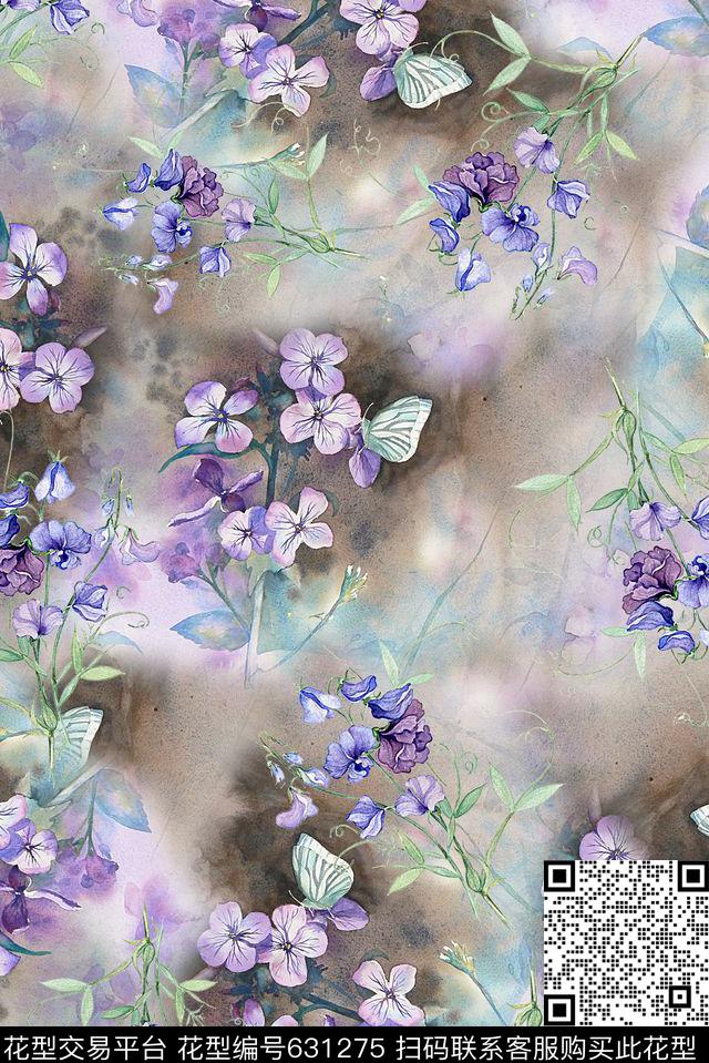 时尚抽象纹理数码印花时尚潮流水彩画花卉印花流行时尚设计风格柔和系列印花数码印花华亿平台下载（图片编号: 631275） - 瓦栏（Walan）