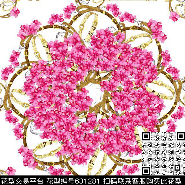 方巾花卉时尚传统印花华亿平台下载（图片编号: 631281） - 瓦栏（Walan）