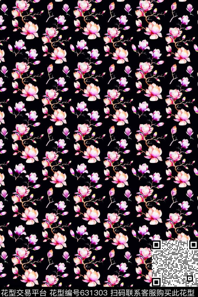 2017magnoliawatercolor数码印花华亿平台下载（图片编号: 631303） - 瓦栏（Walan）