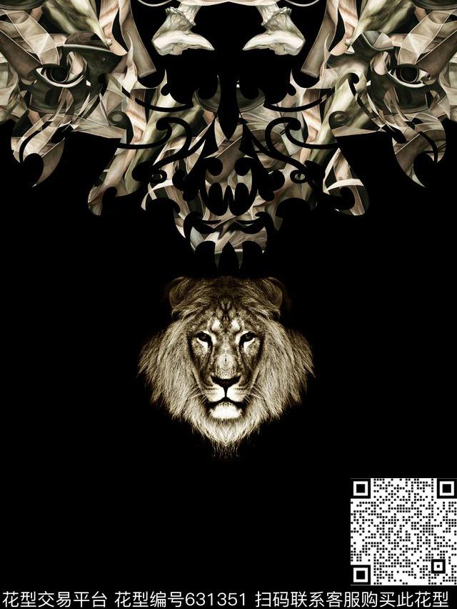 抽象纹理狮子男装T恤数码印花华亿平台下载（图片编号: 631351） - 瓦栏（Walan）
