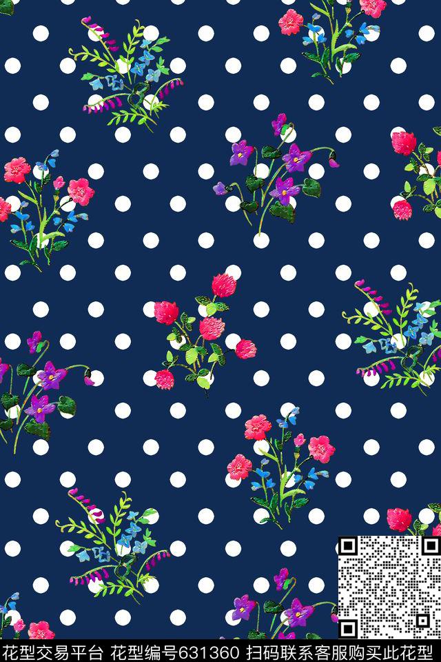 抽象手绘满版小碎花波点最新高清数码女装裙数码印花华亿平台下载（图片编号: 631360） - 瓦栏（Walan）