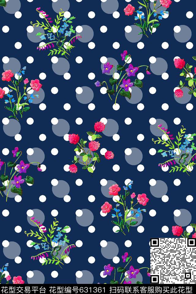 抽象手绘满版小碎花波点最新高清数码女装裙数码印花华亿平台下载（图片编号: 631361） - 瓦栏（Walan）