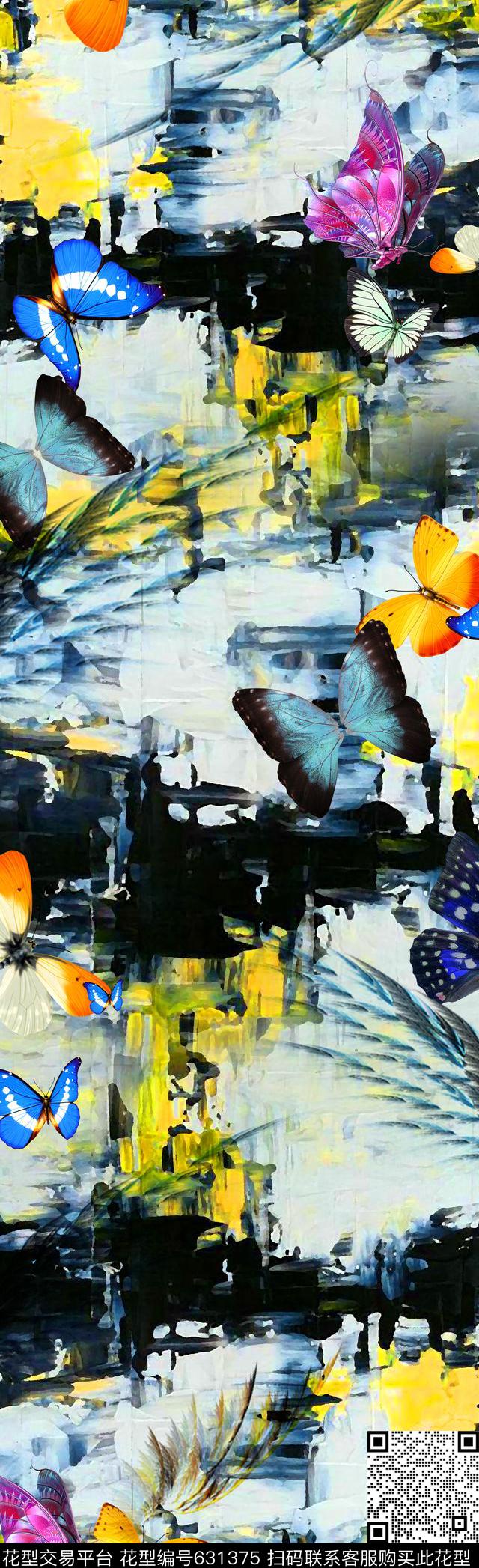 油画笔触长丝巾笔刷纹理数码印花华亿平台下载（图片编号: 631375） - 瓦栏（Walan）