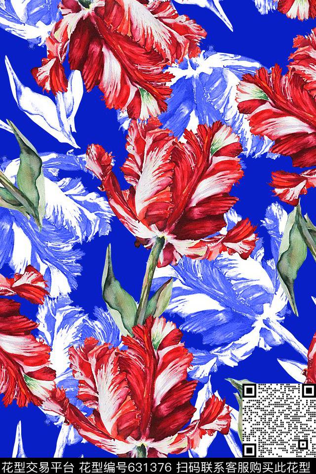 时尚手绘水彩花朵花卉数码印花时尚抽象纹理花卉印花流行时尚设计女装裙子印花数码印花华亿平台下载（图片编号: 631376） - 瓦栏（Walan）