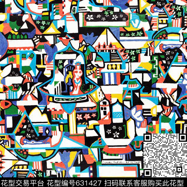 油画趣味拼接数码印花华亿平台下载（图片编号: 631427） - 瓦栏（Walan）