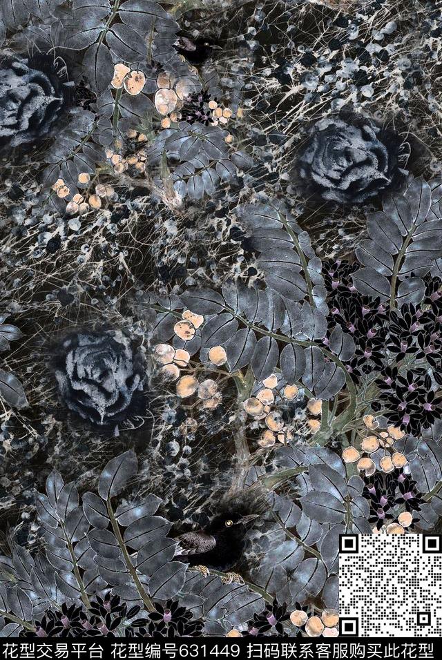 碎花花卉手绘数码印花华亿平台下载（图片编号: 631449） - 瓦栏（Walan）