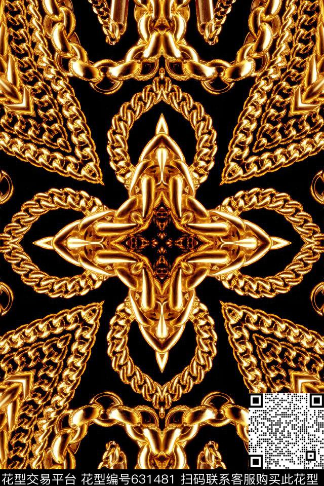 金属定位链条数码印花华亿平台下载（图片编号: 631481） - 瓦栏（Walan）