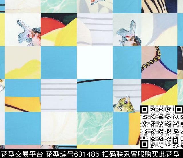 抽象格子趣味数码印花华亿平台下载（图片编号: 631485） - 瓦栏（Walan）