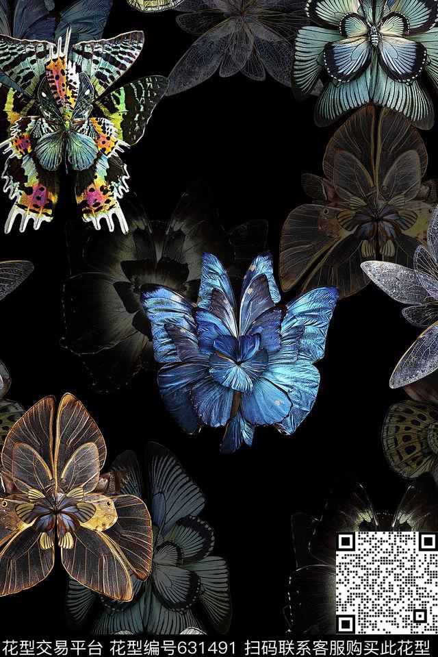 时尚抽象纹理女装外套花卉蝴蝶数码印花时尚潮流男装外套夹克卫衣T恤数码印花高档大牌设计风格数码印花华亿平台下载（图片编号: 631491） - 瓦栏（Walan）