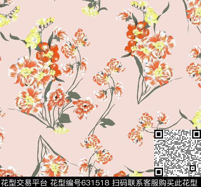 花卉水仙传统印花华亿平台下载（图片编号: 631518） - 瓦栏（Walan）