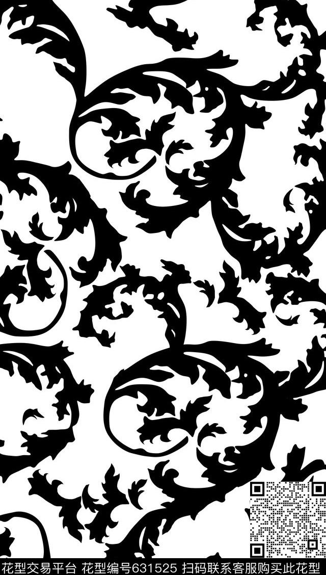 火腿纹黑白花传统印花华亿平台下载（图片编号: 631525） - 瓦栏（Walan）
